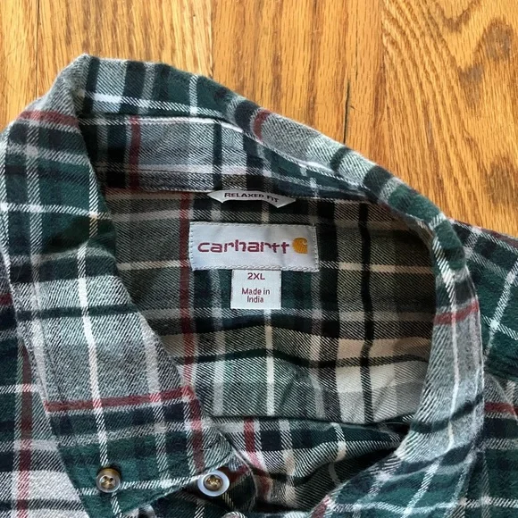 Carhartt Relaxed Fit Plaid Flannel Shirt - Size 2XL - Picture 2 of 2
